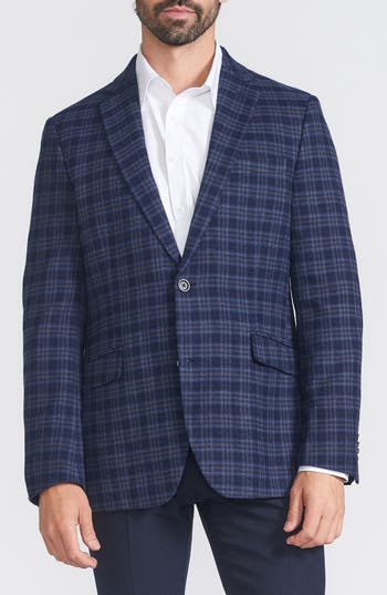 Savile Row Co Plaid Sport Coat In Navy