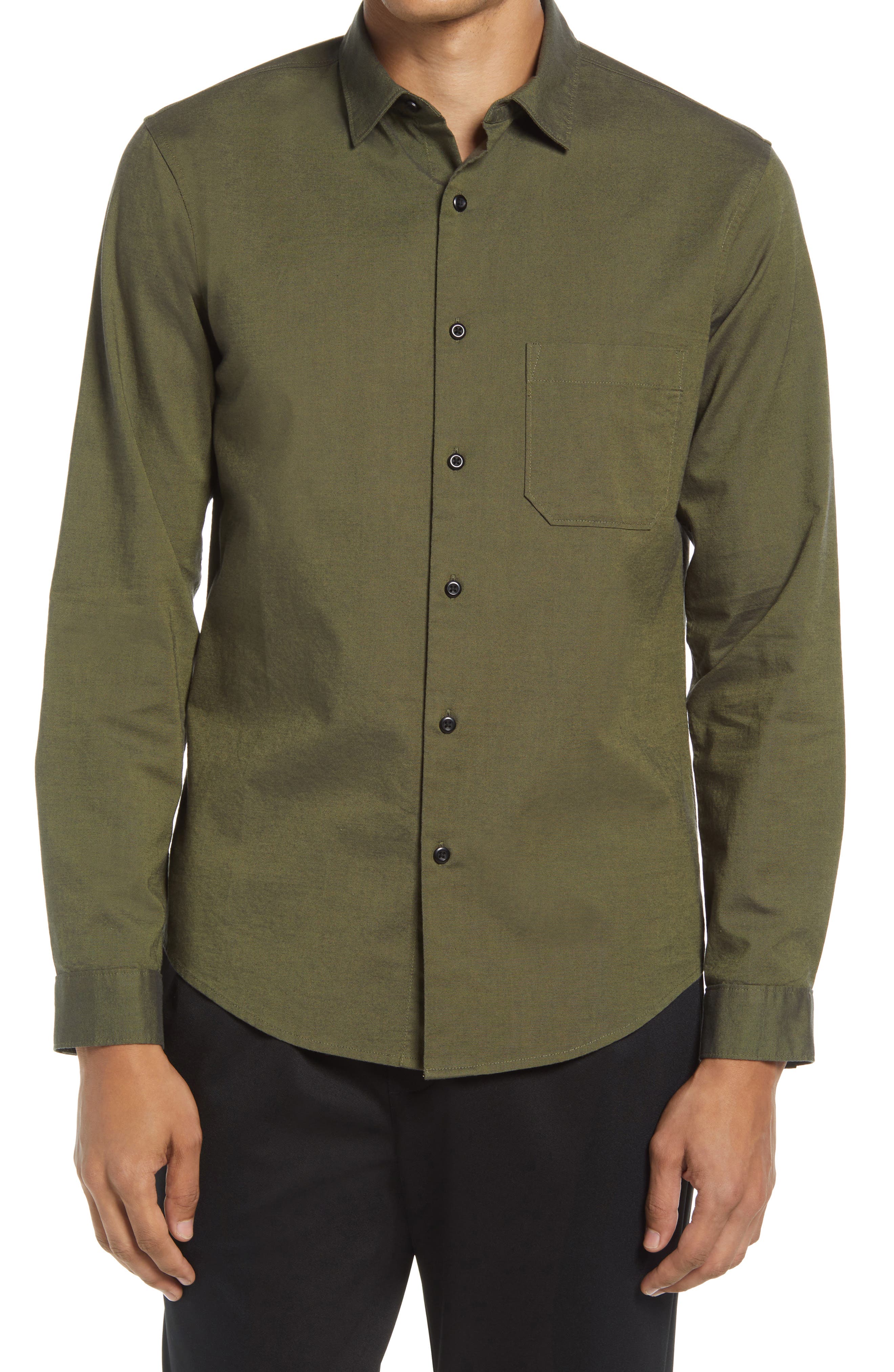 light green button down shirt