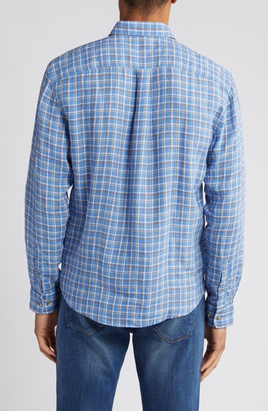 Shop Johnnie-o Omar Check Linen Button-up Shirt In Wake