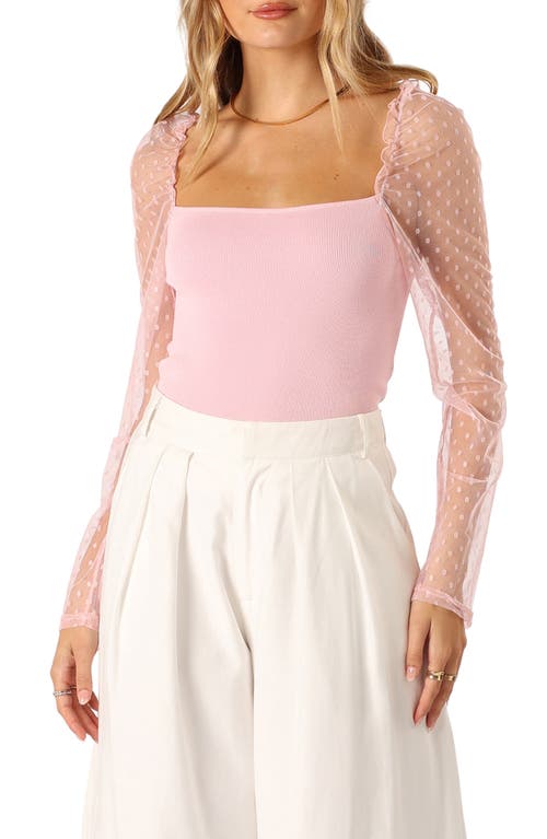 Petal And Pup Petal & Pup Rigala Sheer Swiss Dot Sleeve Top In Pink