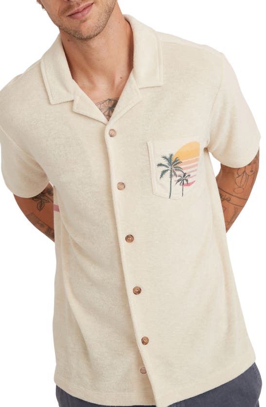 Marine Layer Terry Out Short Sleeve Camp Shirt In Sunset Palm