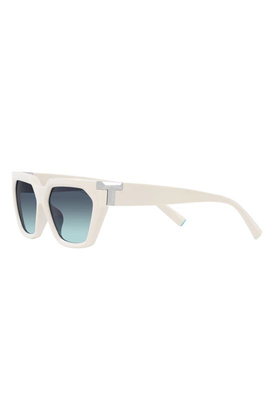Shop Tiffany & Co 56mm Irregular Sunglasses In Milky Ivory