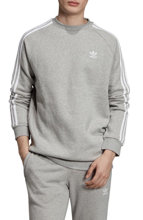adidas Originals 3-Stripes Crewneck Sweatshirt in Medium Grey Heather at Nordstrom, Size X-Large