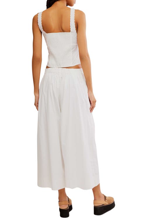 Shop Free People Into You Cotton Crop Top & Wide Leg Pants Set In White