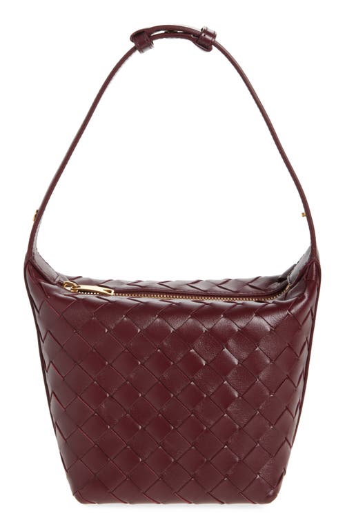 Shop Bottega Veneta Candy Wallace Intrecciato Handheld Pouch In 2247 Barolo-gold