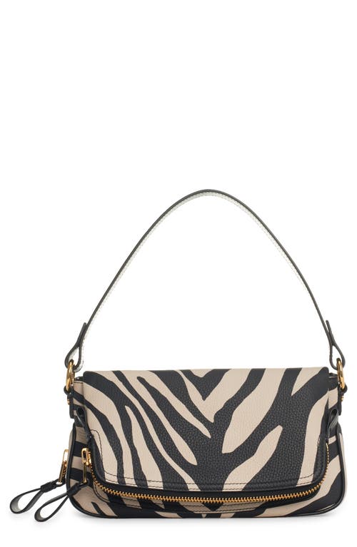 Shop Tom Ford Zebra Stripe Calfskin Leather Shoulder Bag In Black/beige