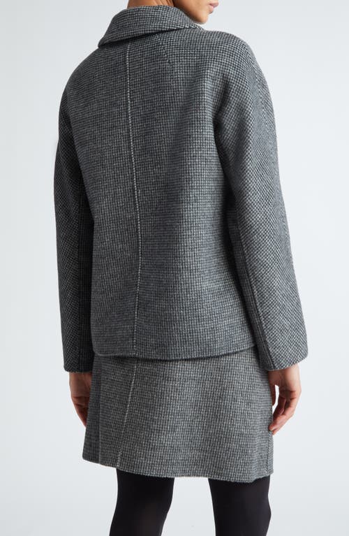 Shop Max Mara Sorriso Check Wool Blend Short Coat In Medium Grey