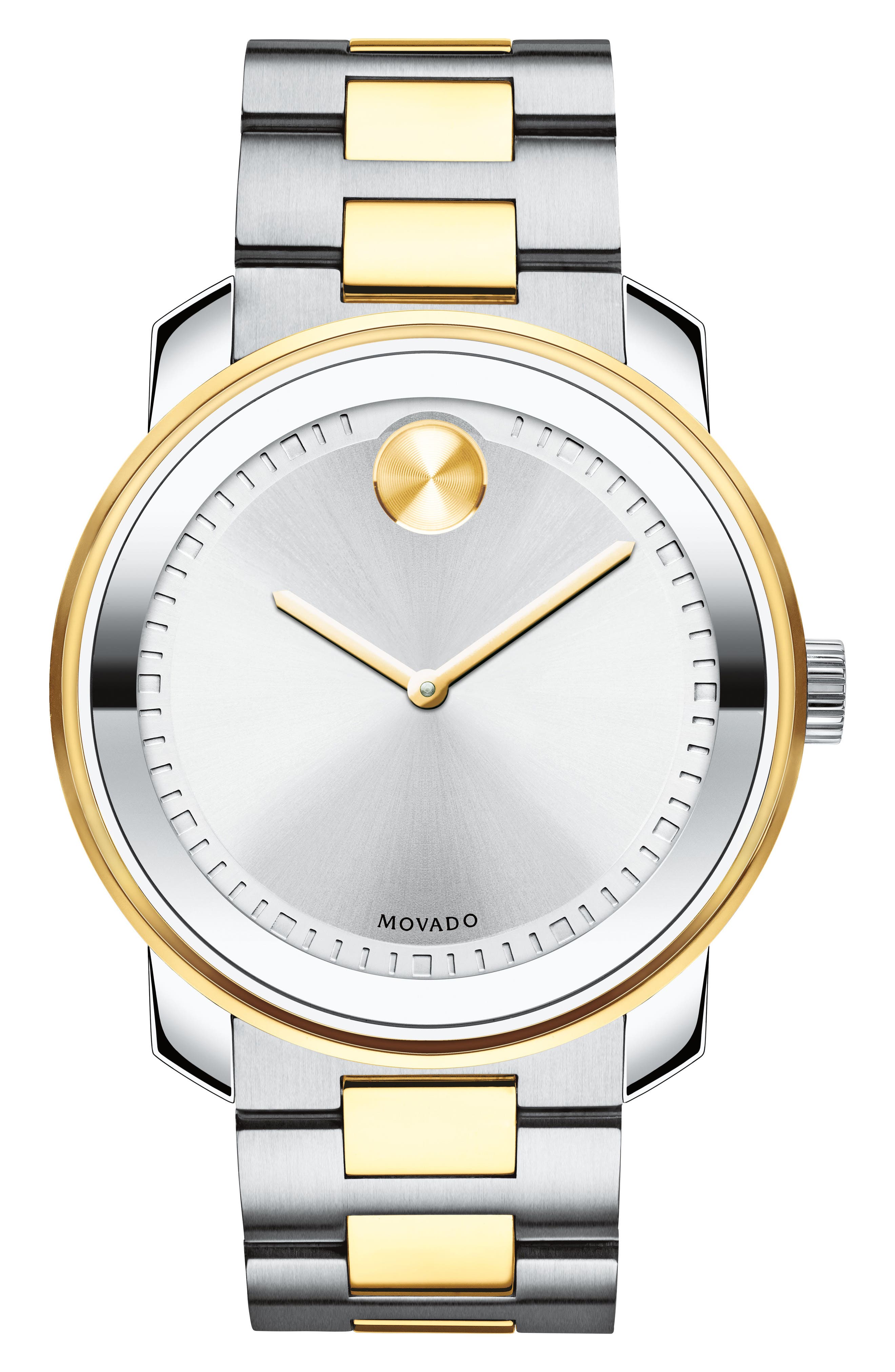 Movado Two Tone Bracelet Watch, 43mm in Silver/Gold Cover