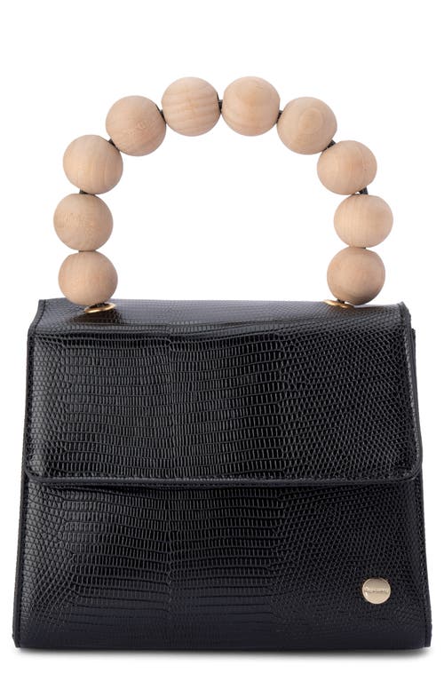 Caylee Wooden Bead Handbag in Black