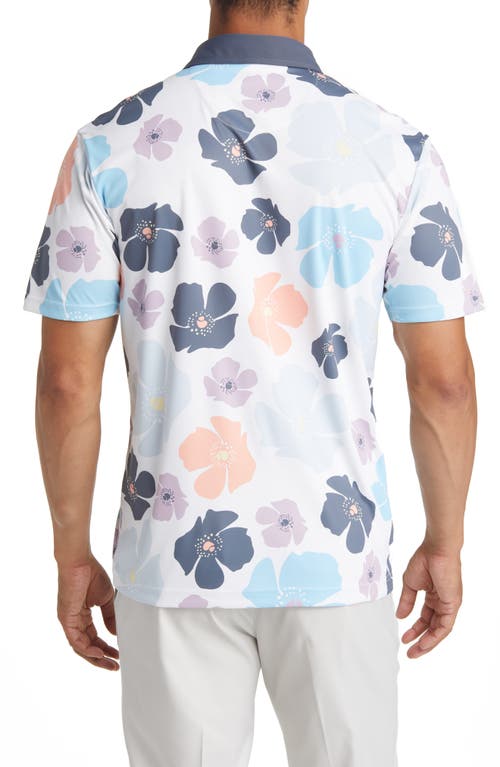 Shop Swannies A.d. Floral Performance Golf Polo In Sunset