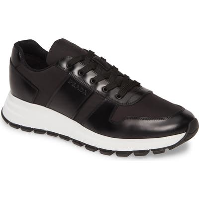 Prada Nylon & Leather Runner Sneaker, Black