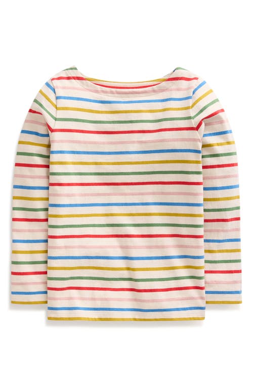 MINI BODEN MINI BODEN KIDS' ELLA BRETON STRIPE ELBOW PATCH LONG SLEEVE COTTON T-SHIRT 