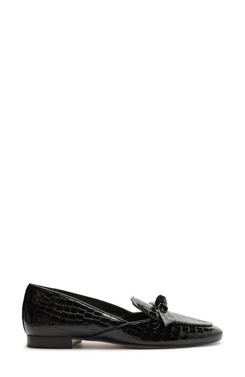 Shop Alexandre Birman Clarita Belgian Croc Embossed Loafer In Black