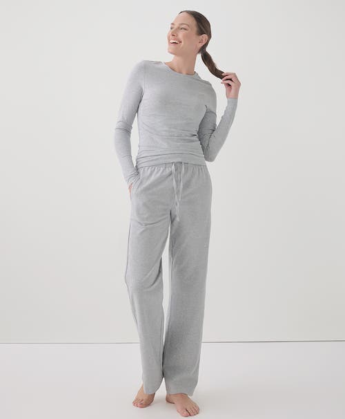 Pact Organic Cotton Cool Stretch Fitted Long Sleeve Tee In Heather Grey