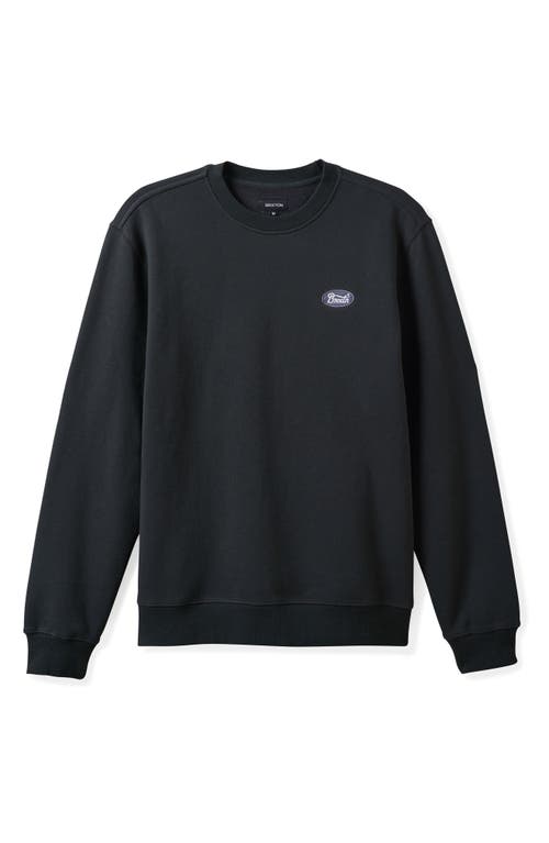 Shop Brixton Parson Patch Sweatshirt In Washed Black