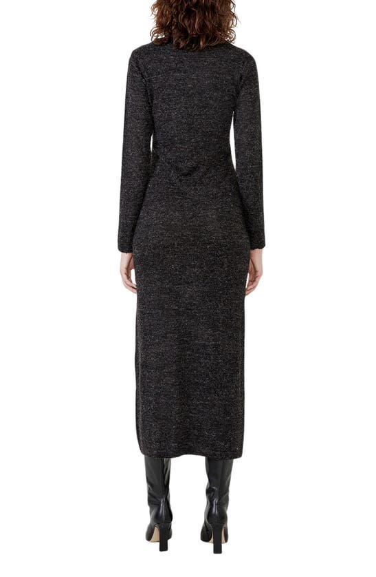 Bardot Melangé Knit Long Sleeve Dress In Charcoal