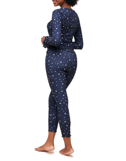 Adore Me Audra Pajama Long Sleeve Top & Legging Set In Novelty Blue