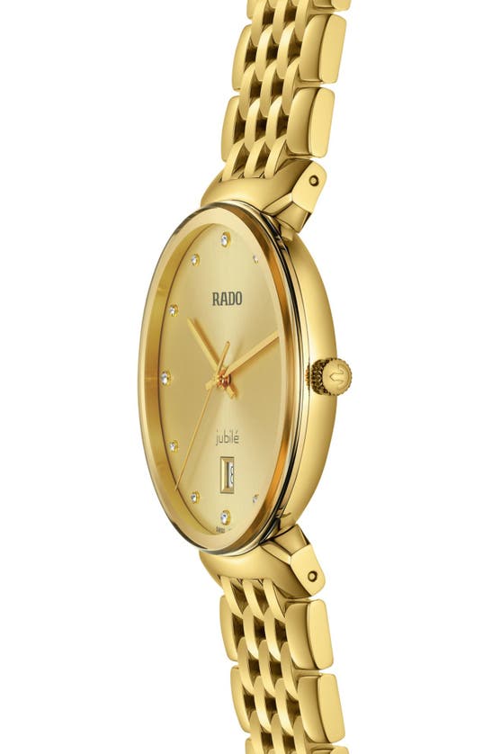 Shop Rado Florence Diamond Bracelet Watch, 38mm In Yellow Gold