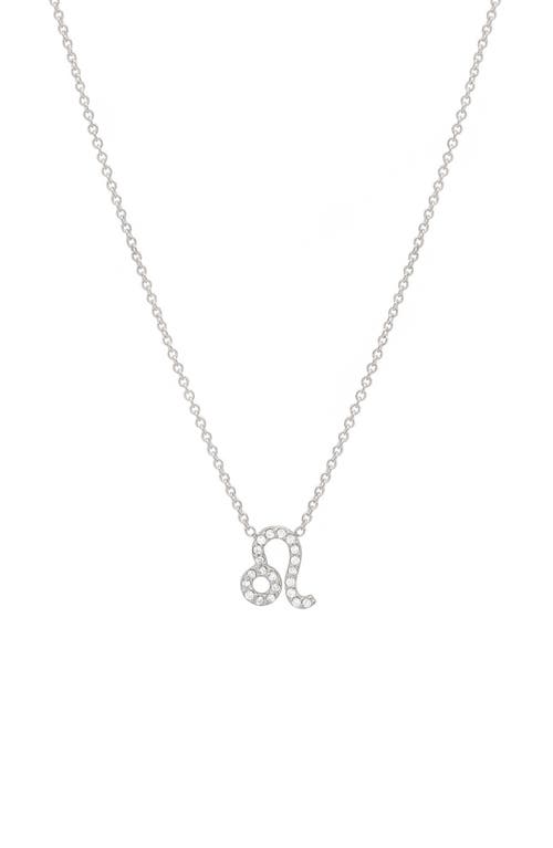 Diamond Zodiac Pendant Necklace in 14K White Gold - Leo