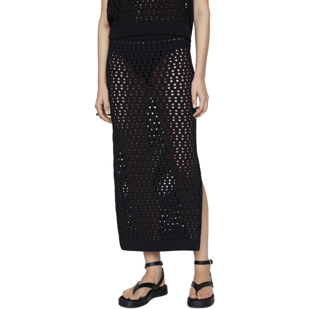 Mango Open Stitch Knit Midi Skirt In Black
