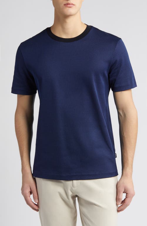 BOSS Tiburt Ringer Cotton T-Shirt Dark Blue at Nordstrom,