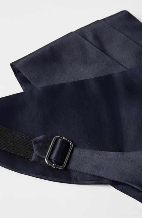 Shop Brunello Cucinelli Cotton And Silk Satin Cummerbund In Navy Blue