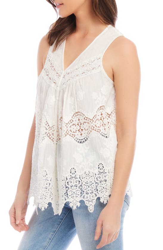Shop Karen Kane Embroidered Lace Sleeveless Top In Off White