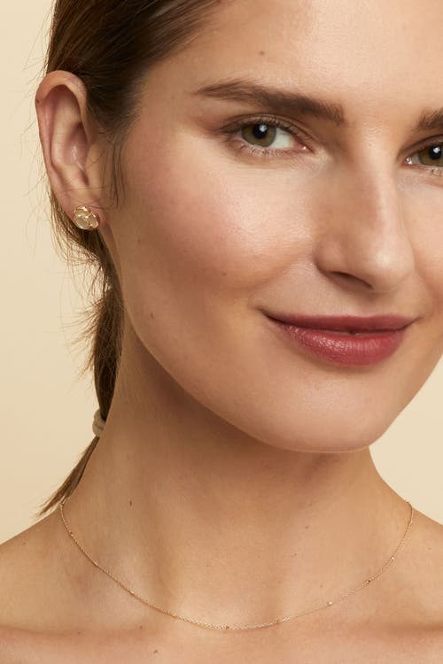 Oradina Women's 14k Yellow Solid Gold Petals Of Pearl Studs In Yellow Gold