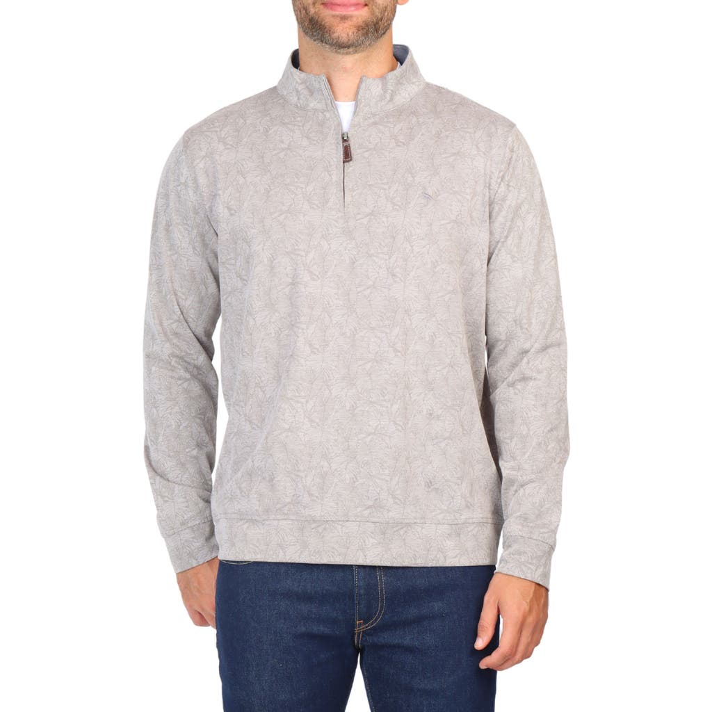 Tailorbyrd Tonal Tropical Print Micro Pique Pullover In Grey