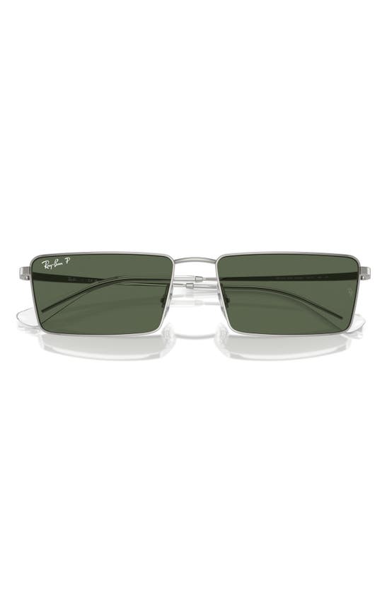 Shop Ray Ban Ray-ban Emy 59mm Polarized Rectangular Sunglasses In Silver