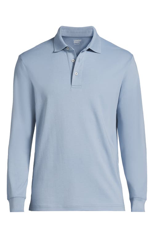 Shop Lands' End Long Sleeve Cotton Supima Polo Shirt In Pale Slate Blue