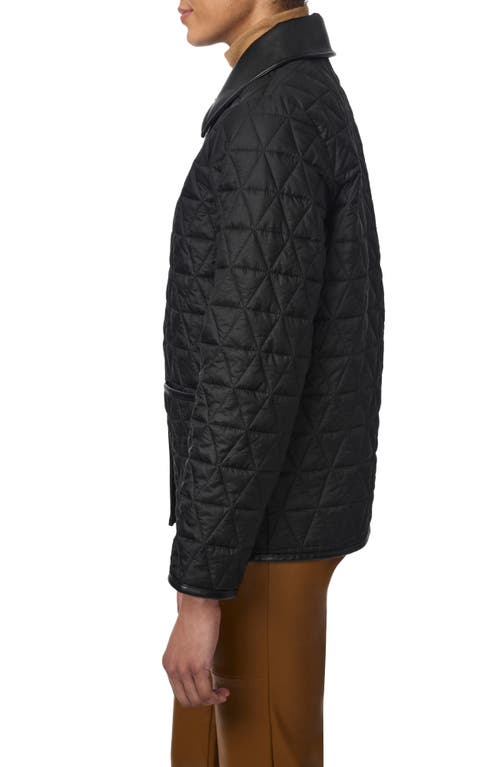 Shop Bernardo Quilted Faux Leather Trim Recycled Nylon Jacket In Black