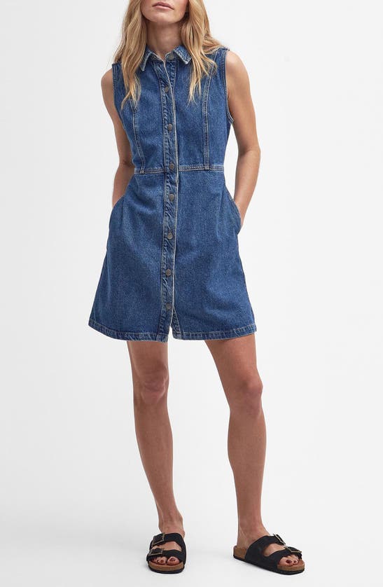 Shop Barbour Molly Sleeveless Denim Dress In Authentic