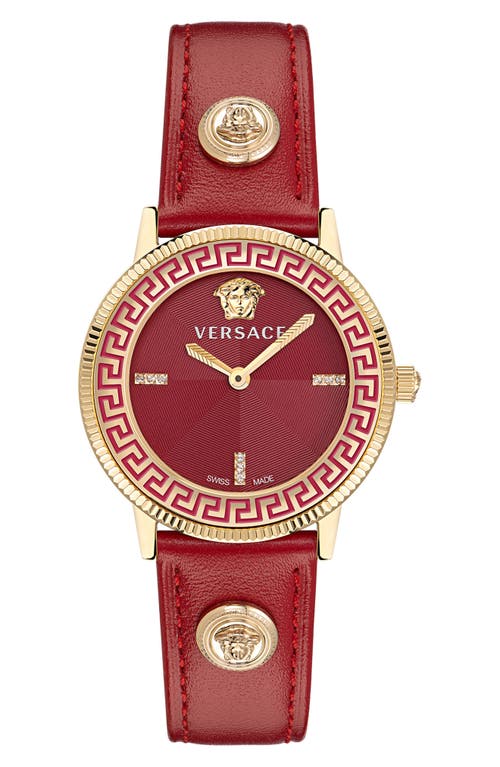 Versace Tribute Diamond Leather Strap Watch