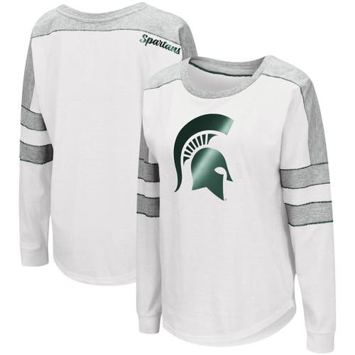 Women's Colosseum White Michigan State Spartans Trey Dolman Long Sleeve T-Shirt
