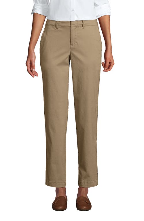 Shop Lands' End Mid Rise Classic Straight Leg Chino Ankle Pants In Desert Tan