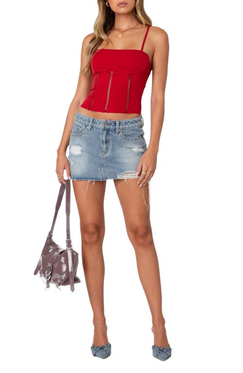 Shop Edikted Jennie Ladder Stitch Corset Camisole In Red