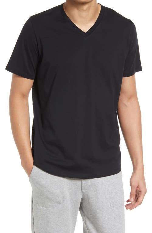 V-Neck Pima Cotton T-Shirt in Blackout