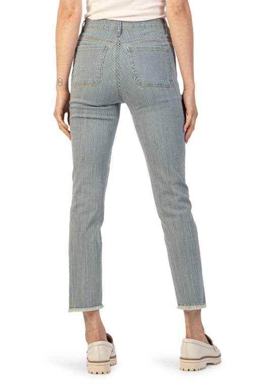 Shop Kut From The Kloth Reese Frayed Stripe High Waist Ankle Slim Straight Leg Jeans In Volant