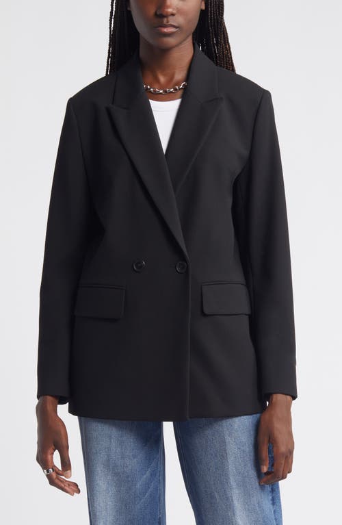 Shop Nordstrom Double Breasted Peak Lapel Blazer In Black