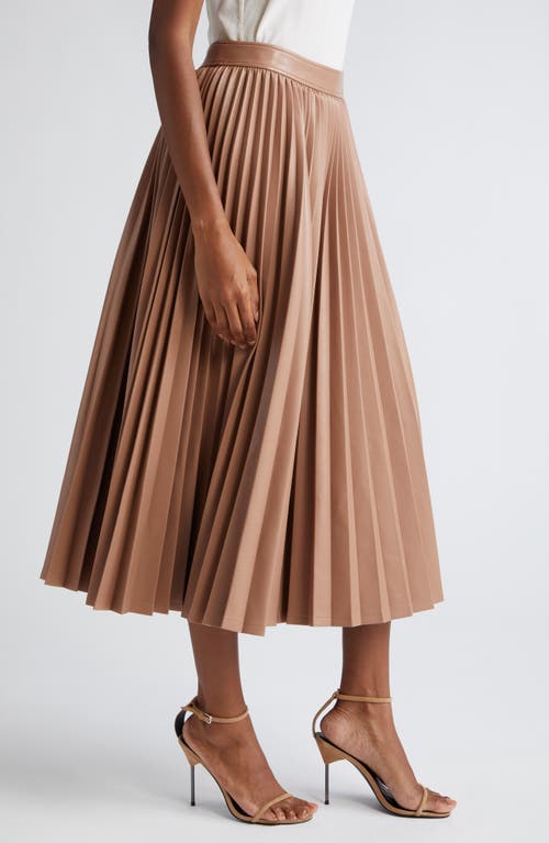 Shop Cinq À Sept Maree Pleat Faux Leather Skirt In Mocha