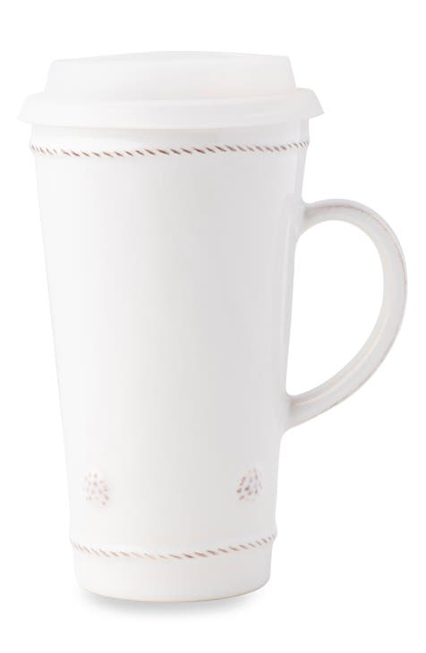 Berry & Thread Travel Mug with Silicone Lid - Whitewash