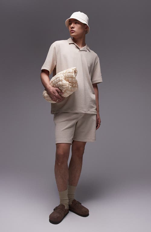 Shop Topman Crinkle Oversize Polo In Cream