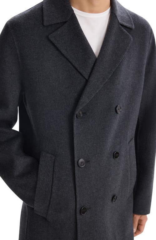 Shop Theory Double Breasted Wool & Cashmere Coat In Dark Charcoal