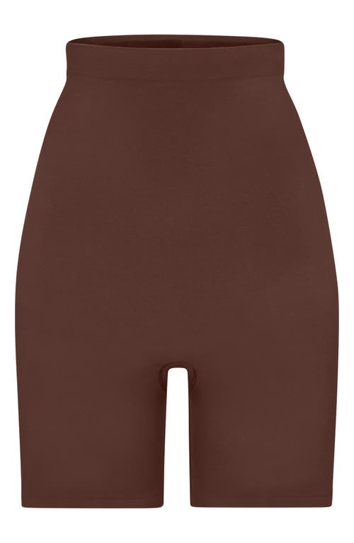 Skims High-waist Shine Shorts In Cocoa