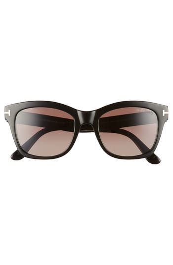 Tom Ford Lauren 02 Mirrored Square Sunglasses In Shiny Black/brown