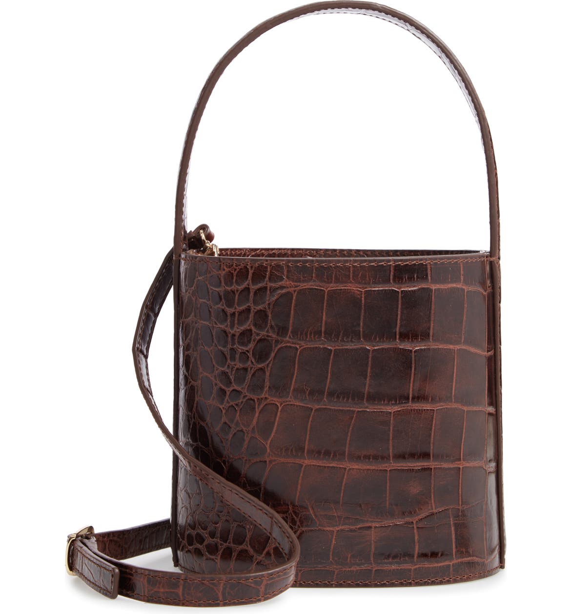 STAUD Bissett Croc Embossed Leather Bucket Bag | Nordstrom