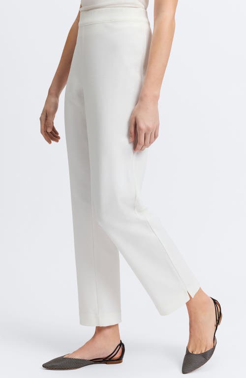 Foxcroft Louisa Crepe Knit Ankle Pants In Ecru