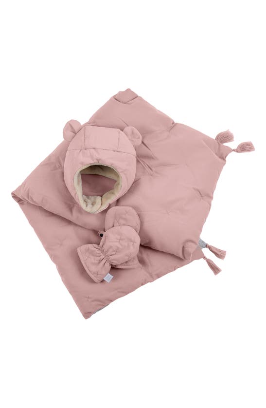 7 A.m. Enfant Babies' Hat, Mittens & Blanket Set In Cameo