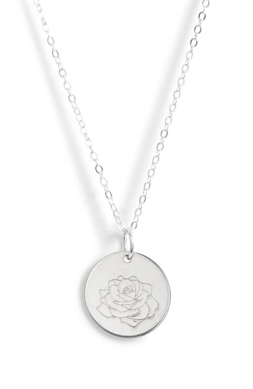 Birth Flower Necklace in Sterling Silver - June